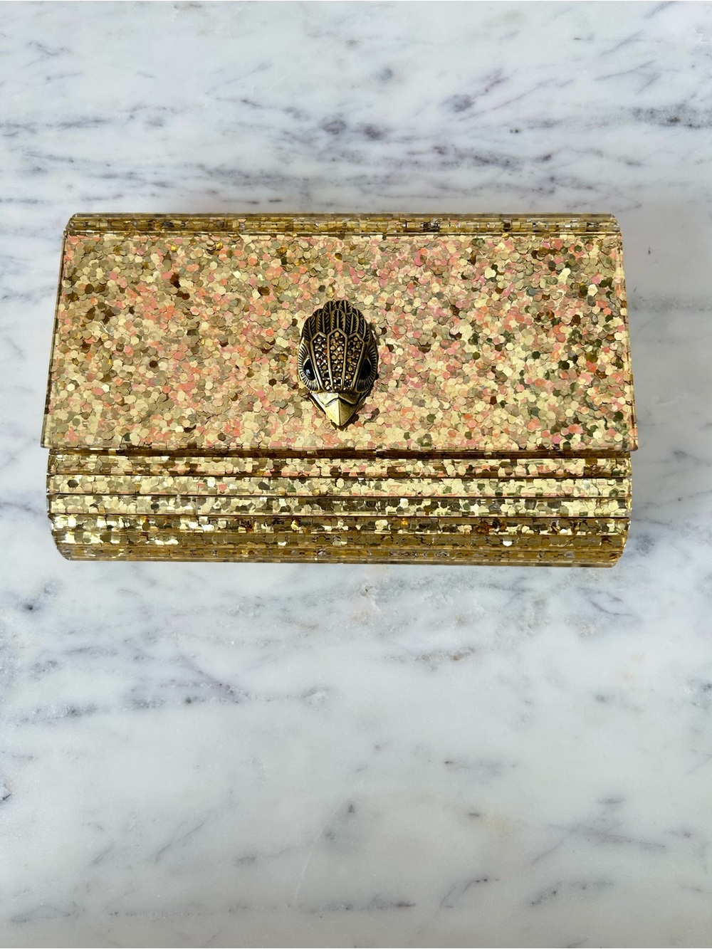 Kurt Geiger Gold Glitter Evening Clutch Wallet
